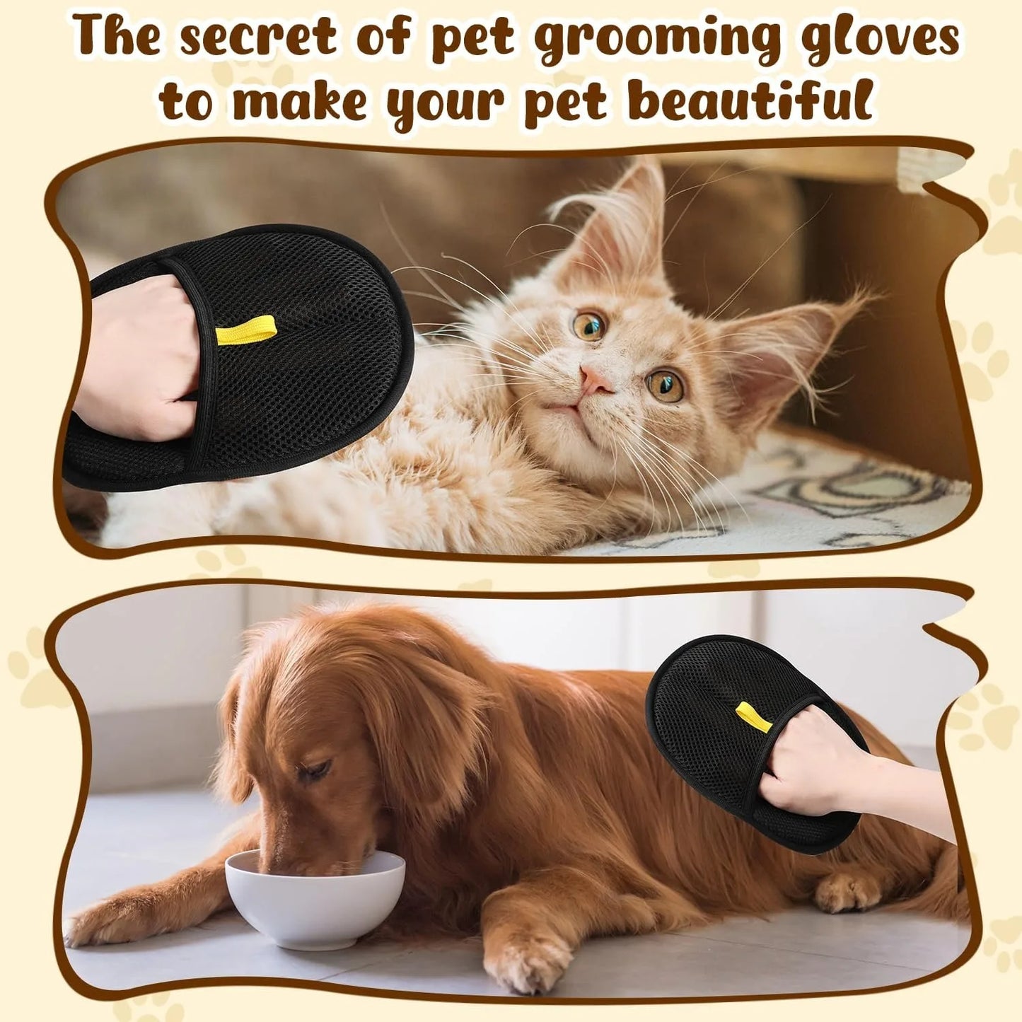 Pet Grooming Gloves – Dual-Sided Pet Hair Remover